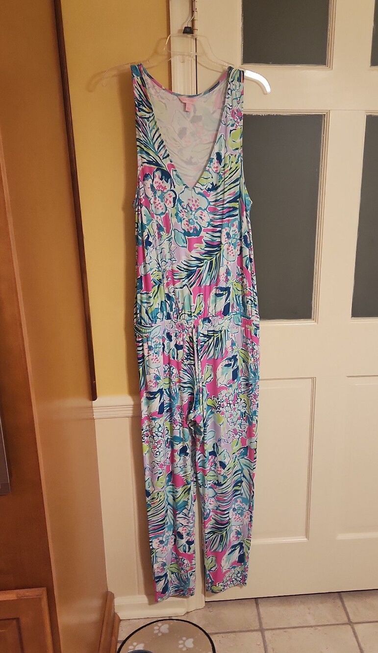 Lilly Pulitzer Paulina Jumpsuit in "Early Bloomer" Print Size L